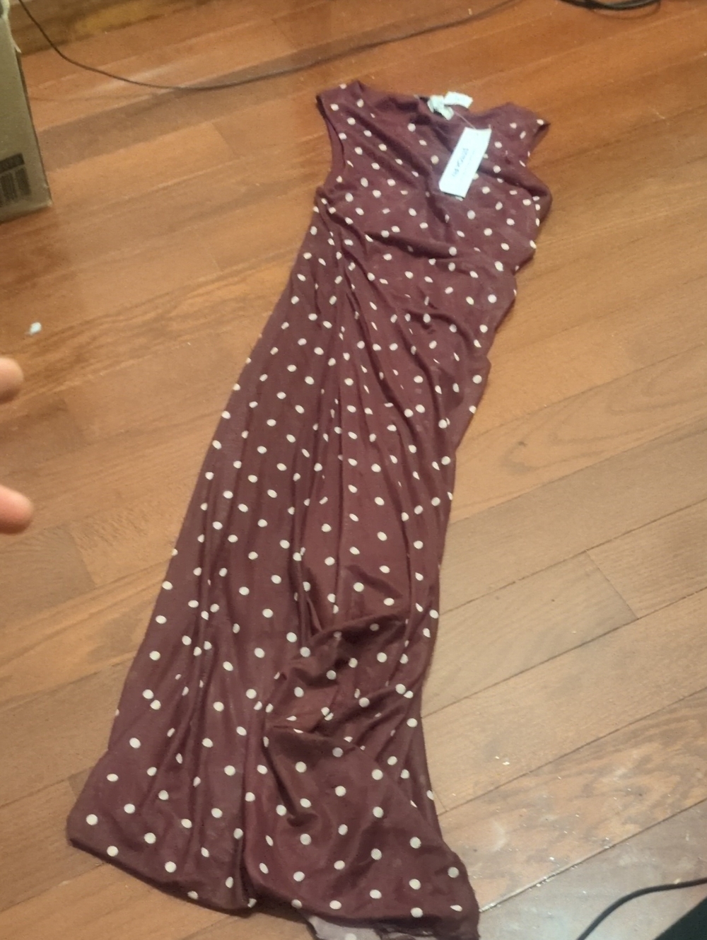 Sleeveless Burgundy Polka Dot Maxi Dress - Classic Feminine Style